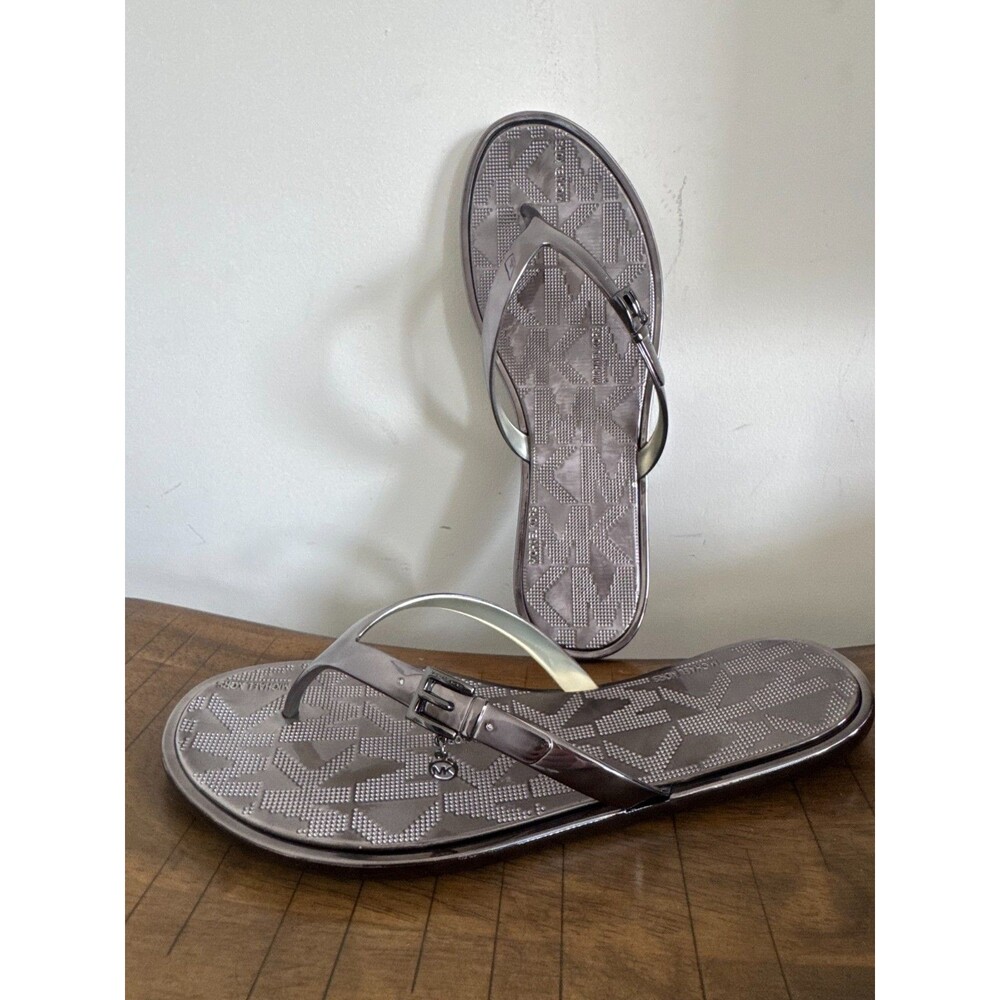 Michael Kors Jelly Flip Flop Sandals Women's Size 8M Metallic Summer